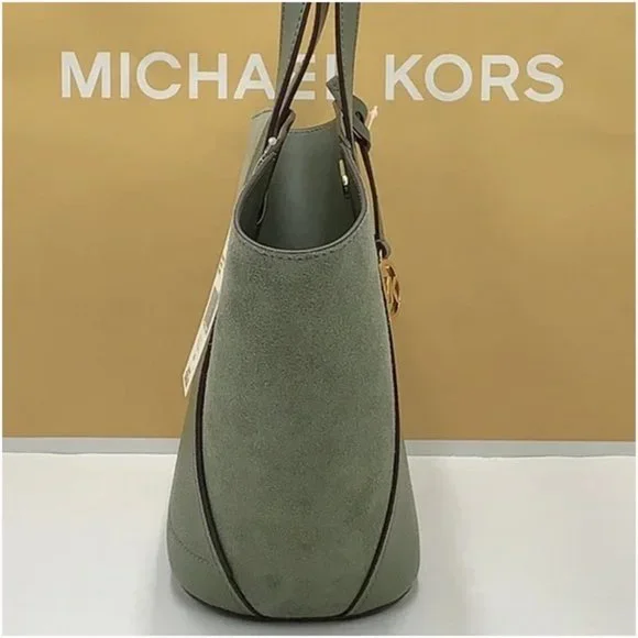 Michael Kors Portia Small Bucket Tote in Army Green color - Picture 9 of 13